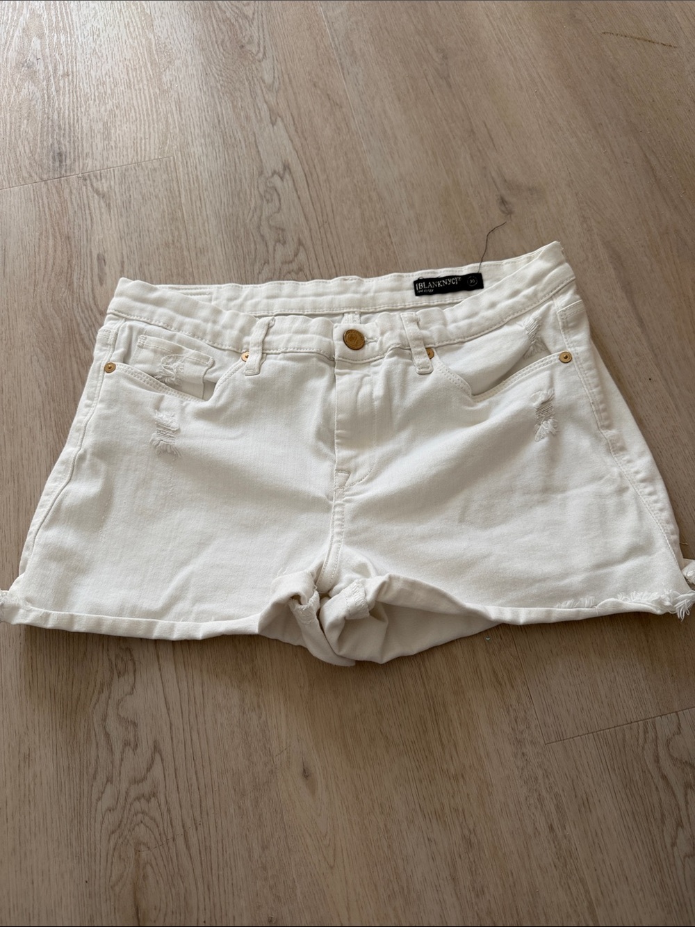 Blank NYC White with Gold Denim Cutoff Shorts size 30